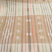 Load image into Gallery viewer, 名古屋帯 正絹 浮き織り 紬地 縞柄 八寸帯 薄茶色 カジュアル 仕立て上がり 着物帯 長さ370cm