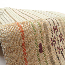 Load image into Gallery viewer, 名古屋帯 正絹 浮き織り 紬地 縞柄 八寸帯 薄茶色 カジュアル 仕立て上がり 着物帯 長さ370cm