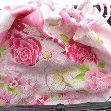 Load image into Gallery viewer, 和装バッグ 和かごバッグ 2点セット 籠巾着付き 牡丹柄 薔薇柄 竹かご 浴衣用 夏祭り 花火大会