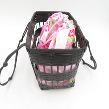 Load image into Gallery viewer, 和装バッグ 和かごバッグ 2点セット 籠巾着付き 牡丹柄 薔薇柄 竹かご 浴衣用 夏祭り 花火大会