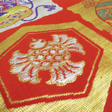 Load image into Gallery viewer, アンティーク 子供帯 ２本セット 正絹 人絹 丸帯仕立て 赤色 橙色 レトロ 大正ロマン 昔着物