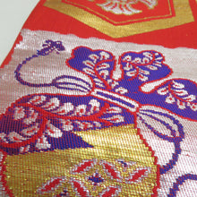 Load image into Gallery viewer, アンティーク 子供帯 ２本セット 正絹 人絹 丸帯仕立て 赤色 橙色 レトロ 大正ロマン 昔着物