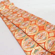 Load image into Gallery viewer, アンティーク 子供帯 ２本セット 正絹 人絹 丸帯仕立て 赤色 橙色 レトロ 大正ロマン 昔着物
