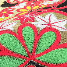 Load image into Gallery viewer, 子供帯 2本セット 黒色 金色 金糸 松 菊 女児用 全通柄 織文様 アセテート ポリエステル 洗える 七五三 長さ360cm