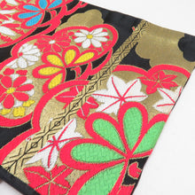 Load image into Gallery viewer, 子供帯 2本セット 黒色 金色 金糸 松 菊 女児用 全通柄 織文様 アセテート ポリエステル 洗える 七五三 長さ360cm