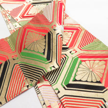 Load image into Gallery viewer, 子供帯 2本セット 黒色 金色 金糸 松 菊 女児用 全通柄 織文様 アセテート ポリエステル 洗える 七五三 長さ360cm