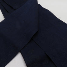 Load image into Gallery viewer, 浴衣帯 2本セット ポリエステル100% パープル x ネイビー 牡丹 椿 袴下帯 半巾帯 細帯 洗える 仕立て上がり 長さ360cm