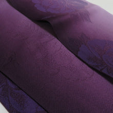 Load image into Gallery viewer, 浴衣帯 2本セット ポリエステル100% パープル x ネイビー 牡丹 椿 袴下帯 半巾帯 細帯 洗える 仕立て上がり 長さ360cm