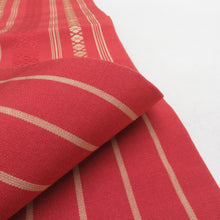 Load image into Gallery viewer, 博多織 半幅帯 献上柄 臙脂色 正絹 半巾帯 小袋帯 仕立て上がり 長さ360cm