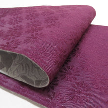 Load image into Gallery viewer, 半幅帯 ポリエステル 乱菊柄 灰色 紫色 洗える 半巾帯 着物帯 長さ390cm