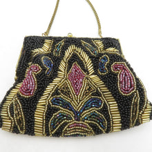 Load image into Gallery viewer, 和装バッグ ビーズバッグ 2点セット ブラック ハンドバッグ パーティーバッグ レトロ 着物バッグ 洋装 和小物