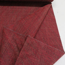 Load image into Gallery viewer, 反物 着尺 ウール レーヨン 交織 赤色 幾何学 糸止め有 未仕立て 女性着物用 着物生地 普段きもの カジュアル 長さ1200cm
