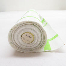 Load image into Gallery viewer, 反物 紗 夏用 格子 八寸名古屋帯用 ポリエステル 白色 黄緑色 未仕立て 着物帯 長さ480cm