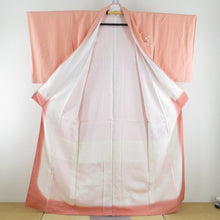 画像をギャラリービューアに読み込む, 付下げ 菊に梅文様 袷 広衿 橙色 正絹 仕立て上がり 紋なし カジュアル着物 身丈158cm