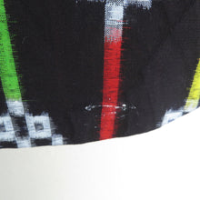 画像をギャラリービューアに読み込む, 木綿着物 縞文様 絣文様 藍染 単衣 バチ衿 紺色 仕立て上がり着物 身丈153cm