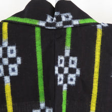 画像をギャラリービューアに読み込む, 木綿着物 縞文様 絣文様 藍染 単衣 バチ衿 紺色 仕立て上がり着物 身丈153cm