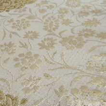 画像をギャラリービューアに読み込む, 袋帯 花唐草丸文 ベージュ色 金糸 ポリエステル 六通柄 仕立て上がり 着物帯 長さ400cm