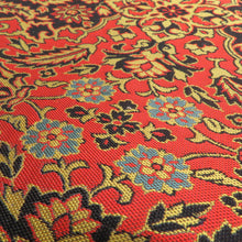 Load image into Gallery viewer, 名古屋帯 正絹 紹巴織 華文柄 九寸帯 全通柄 黒橙色 カジュアル 仕立て上がり 着物帯 未着用品 長さ365cm 未使用品