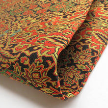 Load image into Gallery viewer, 名古屋帯 正絹 紹巴織 華文柄 九寸帯 全通柄 黒橙色 カジュアル 仕立て上がり 着物帯 未着用品 長さ365cm 未使用品