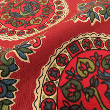 画像をギャラリービューアに読み込む, 京袋帯 花鳥丸文様 木綿 全通柄 赤茶色 カジュアル 仕立て上がり 着物帯 長さ380cm