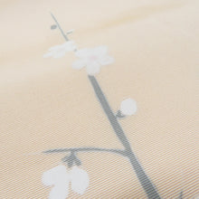 Load image into Gallery viewer, 名古屋帯 正絹 塩瀬 友禅染 椿文様 お太鼓柄 九寸帯 ベージュ色 橙色 カジュアル 仕立て上がり 着物帯 長さ363cm