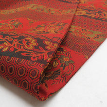 Load image into Gallery viewer, 名古屋帯 紹巴織 横段花鳥文様 赤橙色 正絹 九寸なごや帯 全通柄 カジュアル 着物帯 長さ365cm