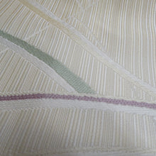 画像をギャラリービューアに読み込む, 名古屋帯 織り柄 芝草文様 グラデーション ベージュ色 正絹 九寸なごや帯 六通柄 カジュアル 仕立て上がり 着物帯 長さ368cm