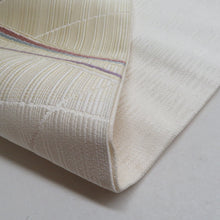 画像をギャラリービューアに読み込む, 名古屋帯 織り柄 芝草文様 グラデーション ベージュ色 正絹 九寸なごや帯 六通柄 カジュアル 仕立て上がり 着物帯 長さ368cm