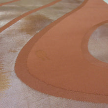 画像をギャラリービューアに読み込む, 袋帯 流水文 茶橙色 箔糸 正絹 六通柄 仕立て上がり 着物帯 長さ432cm