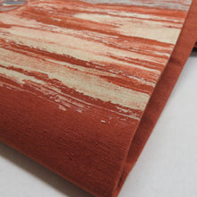 画像をギャラリービューアに読み込む, 名古屋帯 紬地 ろうけつ染め 菊に紅葉文様 茶色 正絹 お太鼓柄 九寸帯 カジュアル 仕立て上がり 長さ341cm