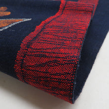 画像をギャラリービューアに読み込む, 名古屋帯 正絹 紬地 異国船柄 八寸帯 紺色 松葉仕立て カジュアル 仕立て上がり 着物帯 長さ350cm