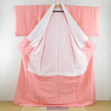 画像をギャラリービューアに読み込む, 色無地 袷 広衿 桃色 付下げ柄 刺繍文様入り 正絹 紋なし 仕立て上がり着物 身丈165cm