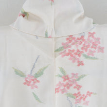 画像をギャラリービューアに読み込む, 紬 着物 枝花文様 袷 広衿 ベージュ色 正絹 カジュアル着物 仕立て上がり 身丈152cm