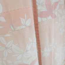 画像をギャラリービューアに読み込む, 小紋 紬地 沢潟文様 単衣 広衿 橙色 正絹 仕立て上がり カジュアル着物 身丈153cm