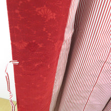 画像をギャラリービューアに読み込む, 道行 ビロード織 菊柄 ちりよけコート 正絹 赤色 着物用 身丈124cm