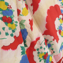 画像をギャラリービューアに読み込む, 道行 アンティーク 菊に紅葉 ちりよけコート 正絹 赤色 レトロ 着物用 身丈108cm