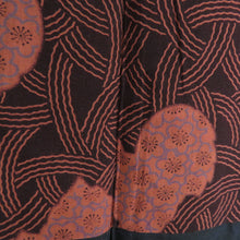 画像をギャラリービューアに読み込む, 羽織 アンティーク 銘仙 椿柄 ちりよけコート 絹 黒紫色 レトロ 着物用 身丈98cm