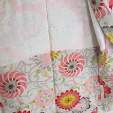 画像をギャラリービューアに読み込む, 羽織 アンティーク 花唐草 ちりよけコート 絹 灰白色 レトロ 着物用 身丈82cm