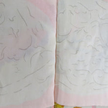 画像をギャラリービューアに読み込む, 羽織 アンティーク 花唐草 ちりよけコート 絹 灰白色 レトロ 着物用 身丈82cm