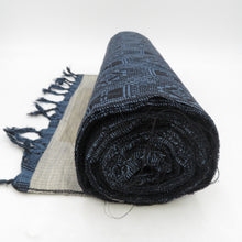 画像をギャラリービューアに読み込む, 反物 紬 アンサンブル 蜀江文 着尺 青黒色 正絹 未仕立て 着物生地 長さ2100cm