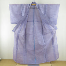 Load image into Gallery viewer, 夏着物 サマーウール 小紋 夏物 霧模様 紫色 バチ衿 夏用 仕立て上がり 身丈158cm
