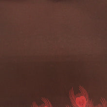 Load image into Gallery viewer, 名古屋帯 正絹 茶色ｘ朱色 孔雀文様 お太鼓柄 塩瀬 駒刺繍 仕立て上がり カジュアル帯 着物帯 長さ360cm