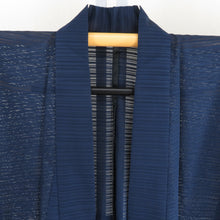 Load image into Gallery viewer, 夏着物 色無地 絽 紺色 バチ衿 紋無し 薄物 夏用 仕立て上がり 身丈155cm