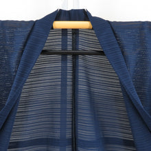 Load image into Gallery viewer, 夏着物 色無地 絽 紺色 バチ衿 紋無し 薄物 夏用 仕立て上がり 身丈155cm