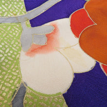 Load image into Gallery viewer, 振袖 紫×緑×赤×白×ゴールド 金彩 金コマ刺繍 笹 梅 箔入り 正絹 袷 広衿 成人式 仕立て上がり 身丈160.7cm