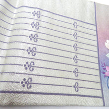 Load image into Gallery viewer, 名古屋帯 正絹 シルバーｘ緑紫ぼかし 花刺繍 アイアン調デザイン PAUL MAUAIAT カジュアル 仕立て上がり 着物帯 普段使い 長さ356.5cm