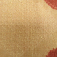 Load image into Gallery viewer, 名古屋帯 スワトー刺繍 お太鼓柄 黄色ｘエンジ色ｘ茶色 地紙文 紬地 正絹 カジュアル 仕立て上がり 長さ357cm