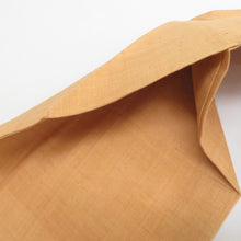 Load image into Gallery viewer, 名古屋帯 スワトー刺繍 お太鼓柄 黄色ｘエンジ色ｘ茶色 地紙文 紬地 正絹 カジュアル 仕立て上がり 長さ357cm
