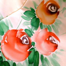 画像をギャラリービューアに読み込む, 付下げ 正絹 袷 オレンジぼかし 花柄 絵画調 広衿 仕立て上がり着物 フォーマル 卒入学式・卒入園式 七五三・お宮参り