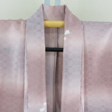 Load image into Gallery viewer, 小紋 ポリエステル 単衣 薄ピンク色ｘ薄紫色 桜模様 ぼかし 広衿 Ｌサイズ 仕立て上がり 身丈164cm
